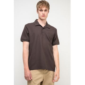 Tricou polo cu model uni - Maro inchis