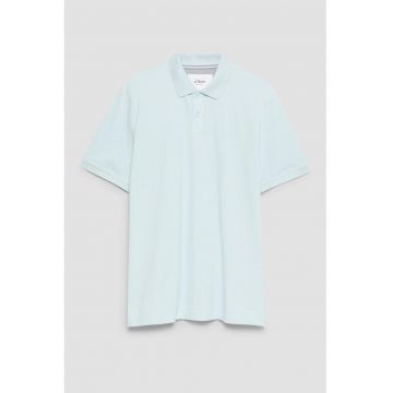 Tricou polo de bumbac cu model uni - Albastru deschis