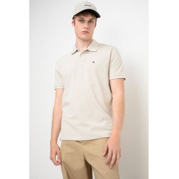 Tricou polo de bumbac pique - Alb murdar