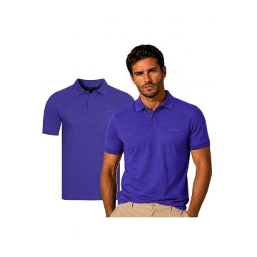 Tricou polo din bumbac uni regular fit