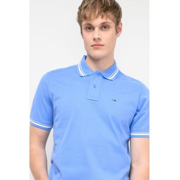 Tricou polo regular fit cu guler in dungi - Alb/Albastru deschis
