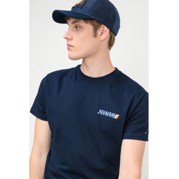 Tricou regular-fit cu decolteu la baza gatului - Alb/Albastru ultramarin/Albastru deschis