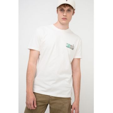 Tricou regular-fit cu imprimeu logo - Alb/Verde/Maro pamantiu