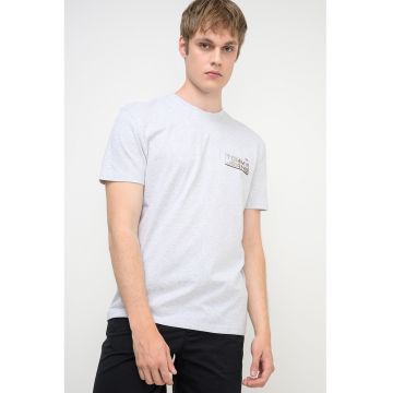 Tricou regular-fit cu imprimeu logo - Gri melange