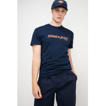 Tricou regular-fit cu imprimeu logo - Portocaliu/Bleumarin