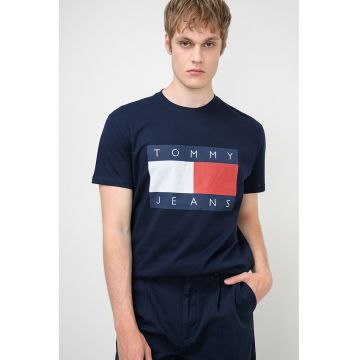 Tricou regular-fit cu imprimeu logo - Rosu/Alb murdar/Bleumarin