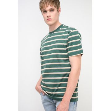 Tricou relaxed-fit cu dungi - Verde/Gri/Portocaliu
