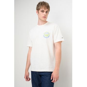 Tricou relaxed-fit cu imprimeu pe partea din spate Bubble Flame - Alb/Verde lime/Albastru