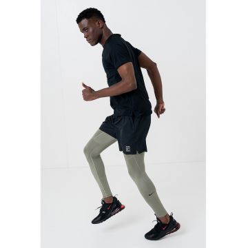 Colanti cu tehnologie Dri-FIT - pentru fitness - Negru/Verde pal