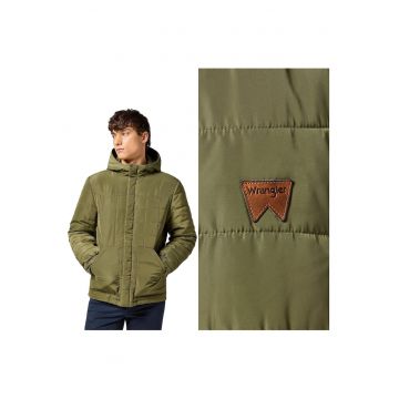 Jacheta Barbati -  Transitional Puffer - Regular Fit - Guler Inalt - Fermoar - Maneci Lungi - 2 Buzunare - Poliamida - 3XL INTL - Verde