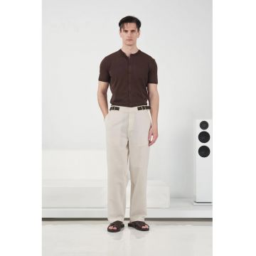 Pantaloni barbati -  croiala dreapta - bej - 100% bumbac
