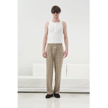 Pantaloni barbati -  croiala dreapta - bej - amestec poliester-viscoza-lycra
