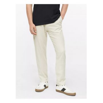 Pantaloni barbati - cu talie medie - din amestec de in - Relaxed fit - Detroit - Crem - 30 - 32