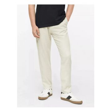 Pantaloni barbati - cu talie medie - din amestec de in - Relaxed fit - Detroit - Crem - 38 - 32