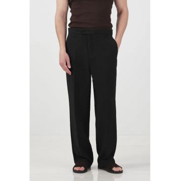 Pantaloni barbati -  talie medie - croiala dreapta - negru - poliester
