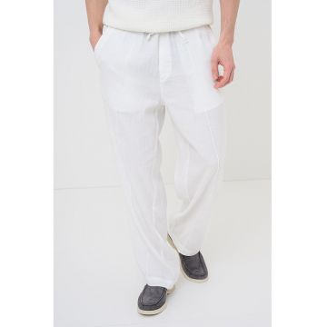 Pantaloni regular fit din amestec de in Cino - Alb