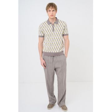 Pantaloni regular fit din amestec de in Cino - Maro deschis
