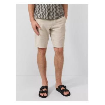 Pantaloni scurti barbati - din amestec de in - cu talie medie - Regular fit - Phoenix - Bej