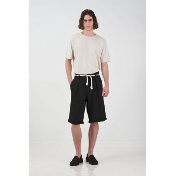 Pantaloni scurti barbati -  talie medie - negru - bumbac