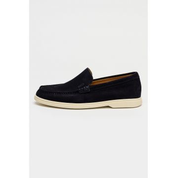 Pantofi loafer din piele intoarsa cu varf rotund Sienne - Albastru ultramarin