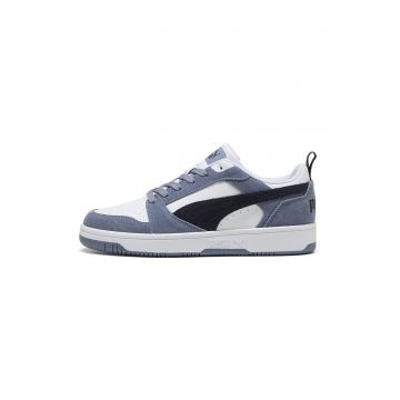 Pantofi sport Rebound v6 de piele si piele ecologica - Negru/Albastru prafuit/Alb optic