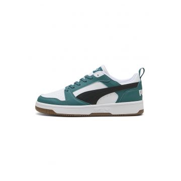 Pantofi sport unisex Rebound v6 din piele ecologica - Alb/Negru/Albastru teal