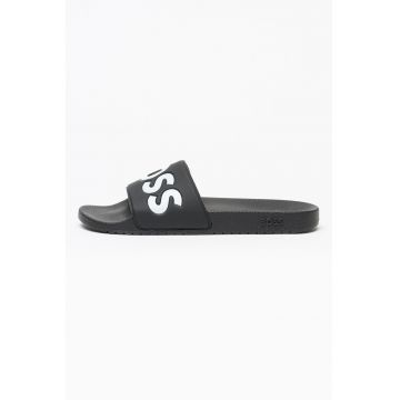 Papuci cu logo Aryeh - Negru stins/Alb optic