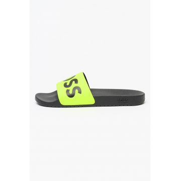 Papuci cu logo Aryeh - Verde neon/Negru stins