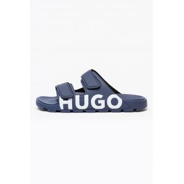 Papuci cu logo si velcro Evander - Albastru inchis