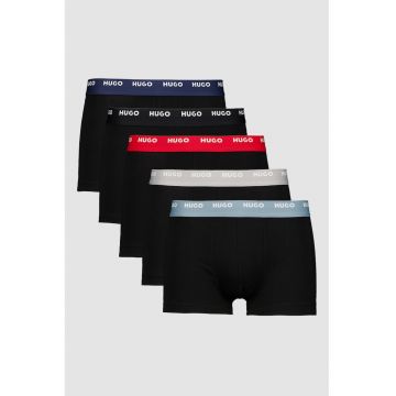 Set de boxeri cu banda logo in talie - 5 perechi - Negru stins