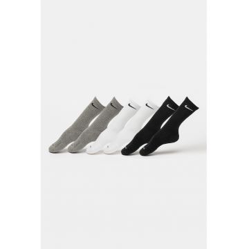 Set de sosete lungi din amestec de bumbac pentru antrenament - 6 perechi - Negru/Alb optic/Gri inchis