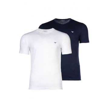 Set de tricouri regular fit cu decolteu in V - Alb/Negru