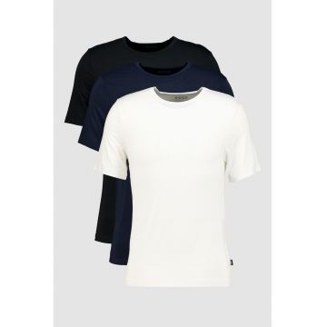 Set de tricouri slim fit de casa - 3 piese - Alb/Negru/Albastru ultramarin