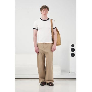 Tricou barbati -  color-block - alb - 100% bumbac