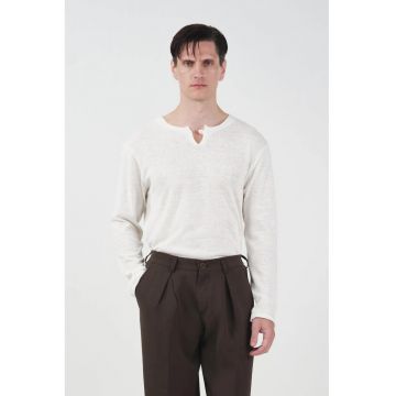 Tricou barbati -  decupaje - bej natural - 100% bumbac