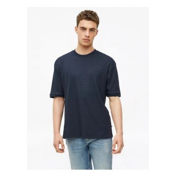 Tricou barbati - din amestec de bumbac - Relaxed fit - Bleumarin inchis -