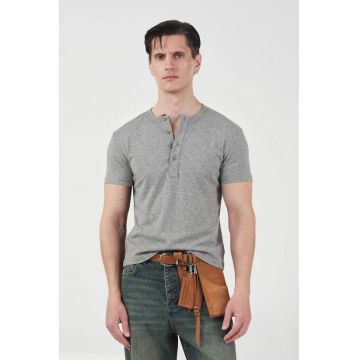 Tricou Barbati -  Slim Fit - Gri - 100% bumbac