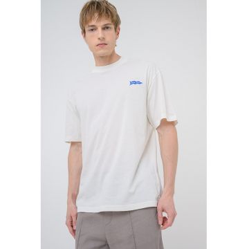 Tricou cu decolteu la baza gatului Nohalto - Alb fildes