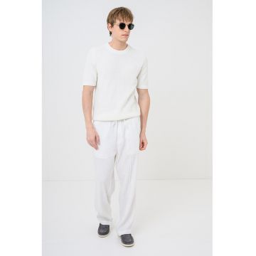 Tricou cu decolteu la baza gatului Saffon - Alb murdar