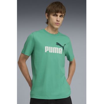Tricou cu decolteu la baza gatului si imprimeu logo Essentials 2