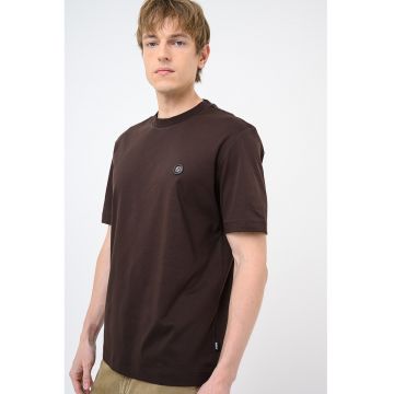 Tricou cu decolteu rotund Taut - Maro inchis