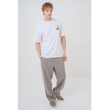 Tricou cu imprimeu grafic si logo Nulaxo - Alb optic