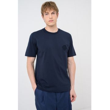 Tricou cu logo brodat Tames - Albastru ultramarin