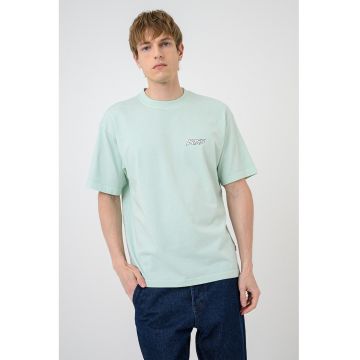 Tricou cu logo si decolteu la baza gatului Surfwash - Verde menta