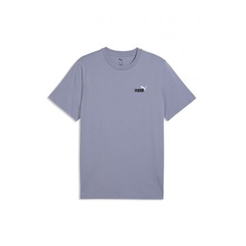 Tricou de bumbac cu decolteu la baza gatului si logo brodat Essentials 2 - Gri