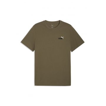 Tricou de bumbac cu decolteu la baza gatului si logo brodat Essentials 2