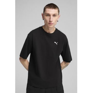 Tricou de bumbac cu decolteu la baza gatului -