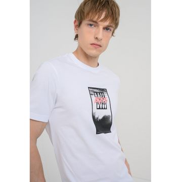 Tricou de bumbac cu imprimeu Dj - Alb optic