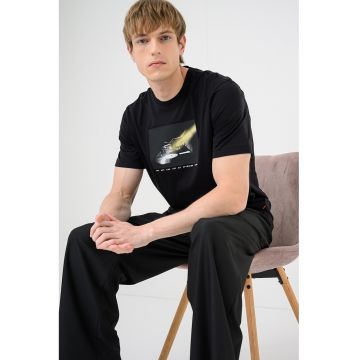 Tricou de bumbac cu imprimeu Dj - Negru