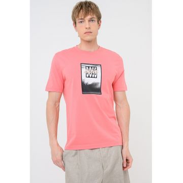 Tricou de bumbac cu imprimeu Dj - Roz somon